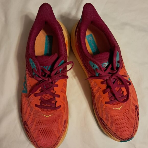 MENS HOKA CHALLENGER HTR 7 RUNNING SHOES FLAME / CHERRIES JUBILEE 11 D - Picture 6 of 10